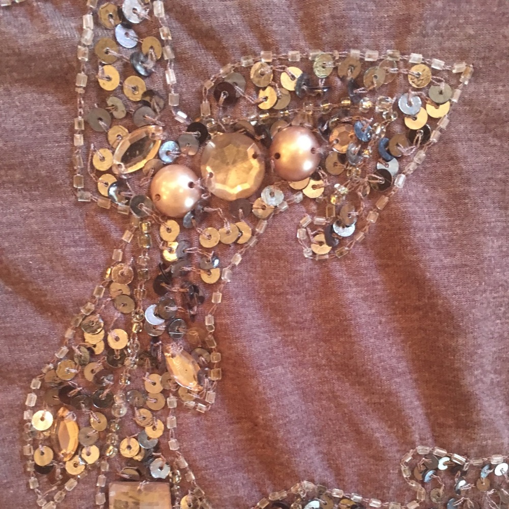 Purple Charlotte Russe T-shirt w Jewels & Beads - Picture 4 of 6